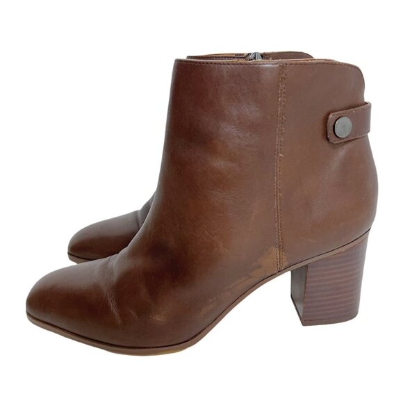 Franco Sarto Ilaria Brown Leather Heeled Booties Boots Women's Size 9.5 - Picture 2 of 11